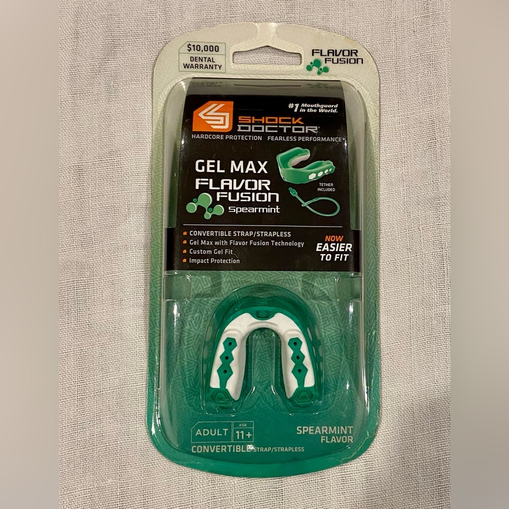 Shock Doctor -  Gel Max mouthguard, spearmint flavored size adult-  green